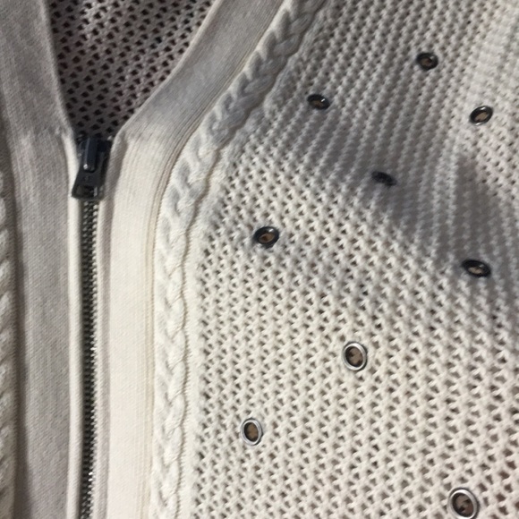 AMERICAN EAGLE Cream Knit Eyelet 1/2 Zip Cardigan - Picture 4 of 8